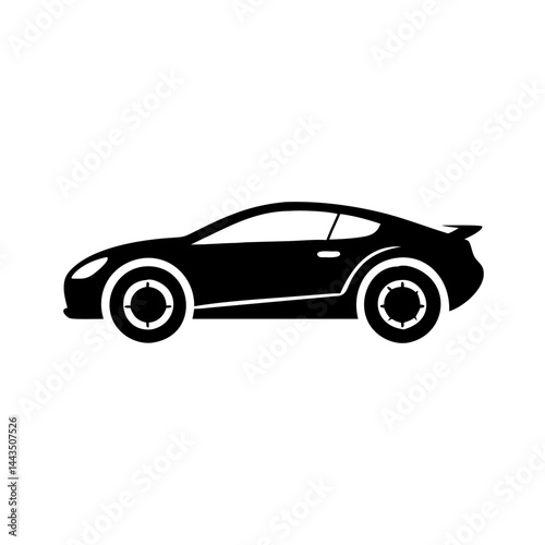 Sleek black silhouette of a modern sports car with spoiler design