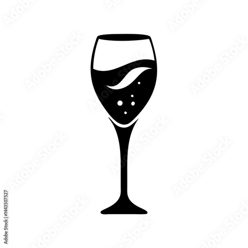 Wallpaper Mural Black and white minimalist illustration of a wine glass with liquid Torontodigital.ca