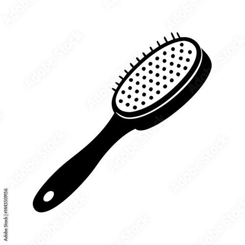 Simple and elegant black and white vector illustration of a hairbrush