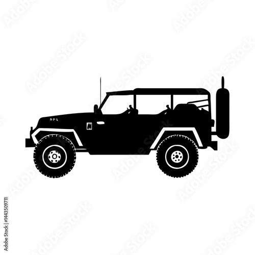 Black silhouette of a vintage off road vehicle in vector format