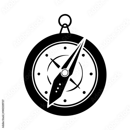 Monochrome image of a detailed compass rose, navigational tool in vector format