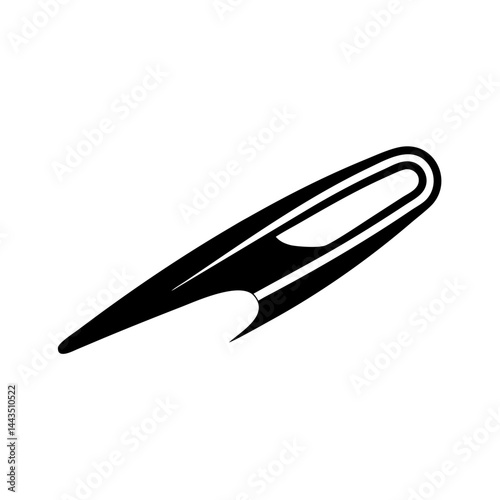 Abstract black and white representation of a curved object with pointed end