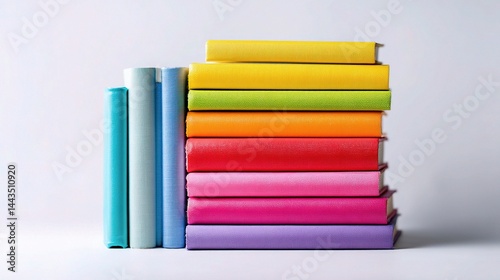 Wallpaper Mural Colorful Stacked Books with Vibrant Covers in a Gradient Arrangement Torontodigital.ca