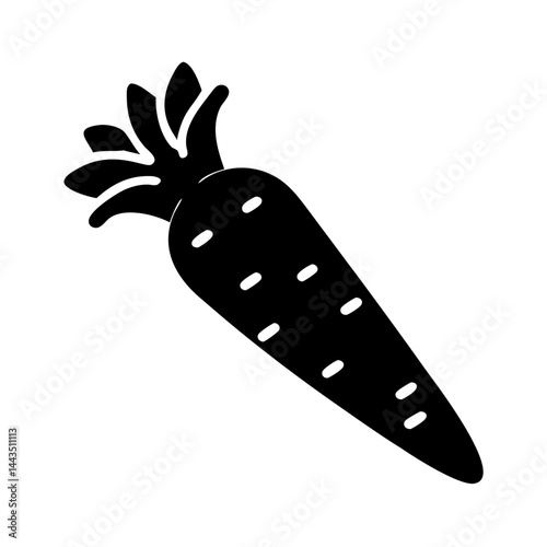 Stylized monochrome image of a carrot with spots on white background