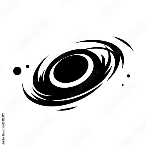 Black and White Abstract Galaxy or Swirling Cosmic Nebula Design Concept