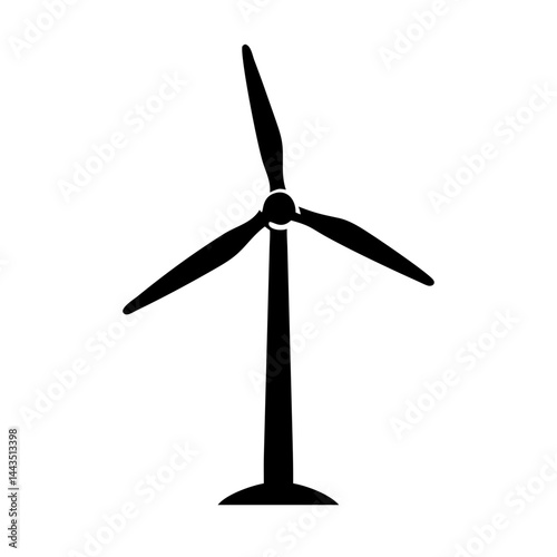 Monochrome vector illustration of a wind turbine on a white background