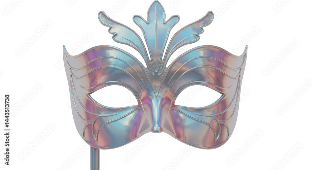 Isolated Iridescent Masquerade Mask with Silver Accents Isolated Iridescent Masquerade Mask with Silver Accents
