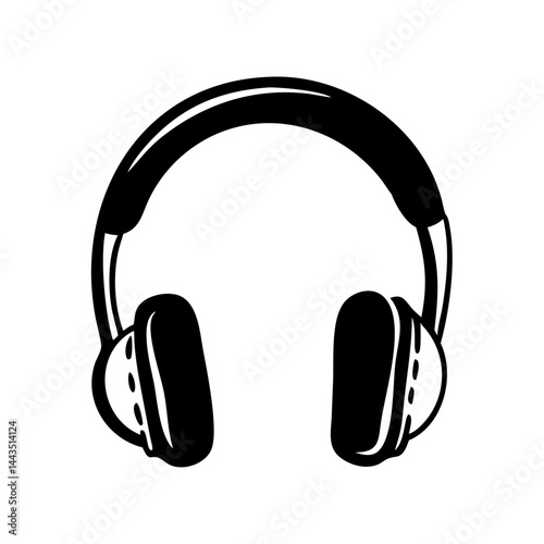 Stylized vector illustration of an over ear headphone set on white background