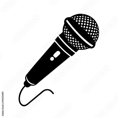 Black and white microphone graphic illustration for karaoke or vocal performance