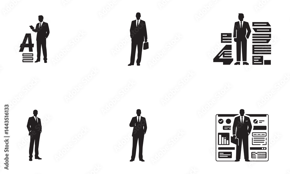 Fototapeta premium Accountant Silhouette Vector Design on White Background