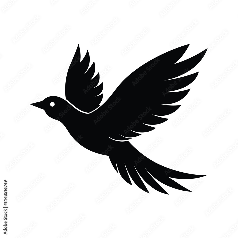 Obraz premium Flying Bird Silhouette Vector Modern Concept