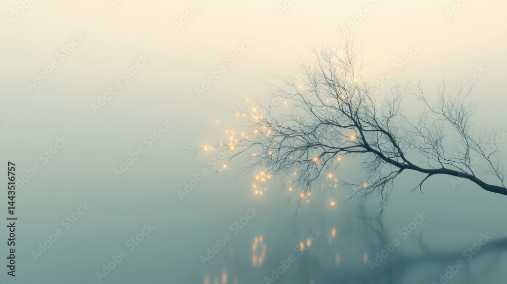 Obraz premium A conceptual and minimalist scene of a neuron with glowing connections, placed against a muted, soft background with space for text 