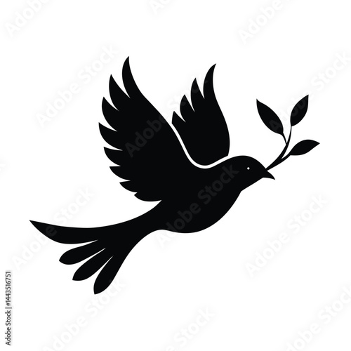 Stylized Bird Taking Flight from Branch Illustration
