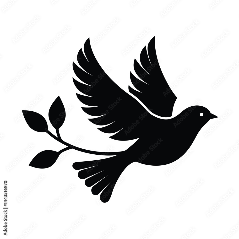 Fototapeta premium Elegant Bird Silhouette in Flight from Tree Branch