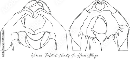 Women With Folding Hands In Heart Shape Minimalist Icon Concept Continuous One Line Drawing In Editable Stroke Style