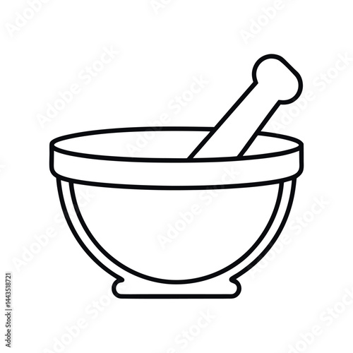 Mortar and Pestle Tool Outline Drawing