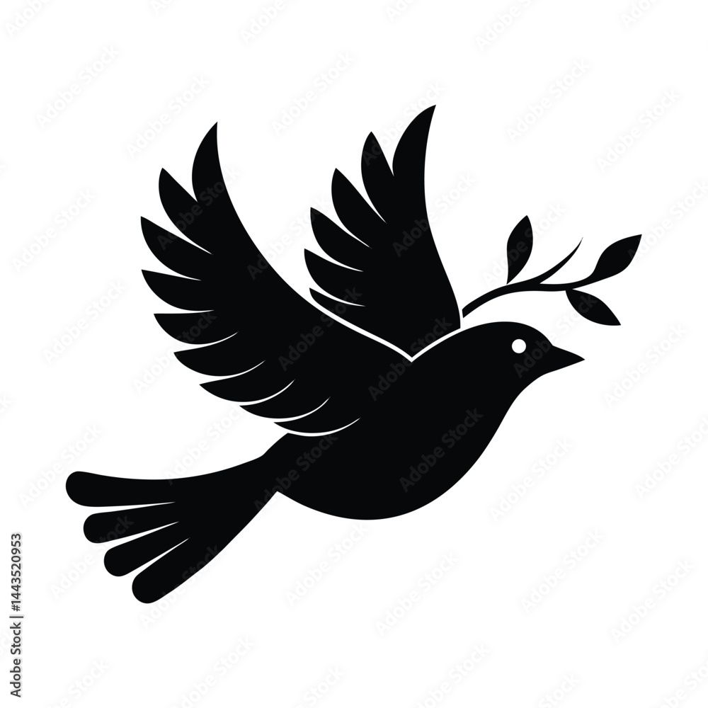 Obraz premium Clean Bird in Flight with Branch Vector