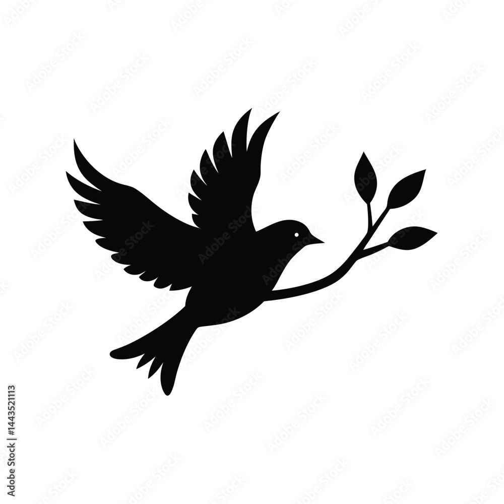 Fototapeta premium Minimal Bird Silhouette Flying Off Branch Vector