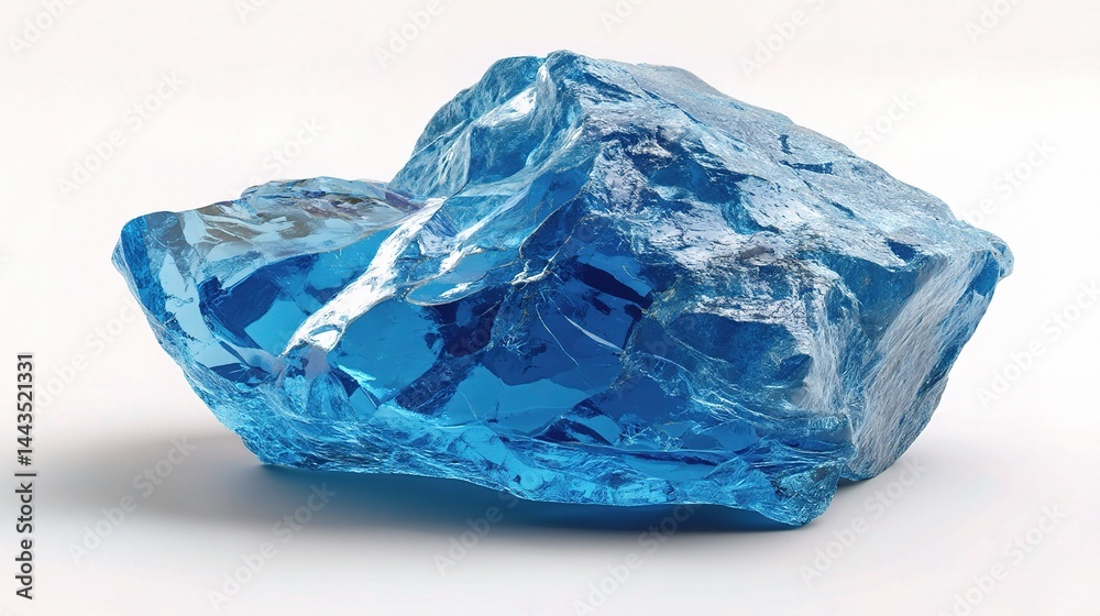 Fototapeta premium Bright Blue Natural Crystal Stone with Sharp Edges and Glossy Surface