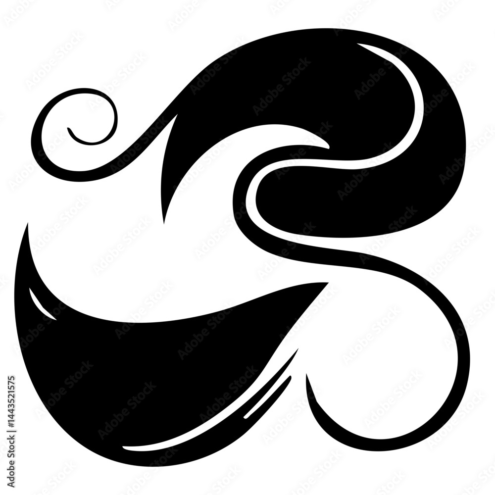 Obraz premium Abstract Flowing Swirl Shape – Bold Black Silhouette