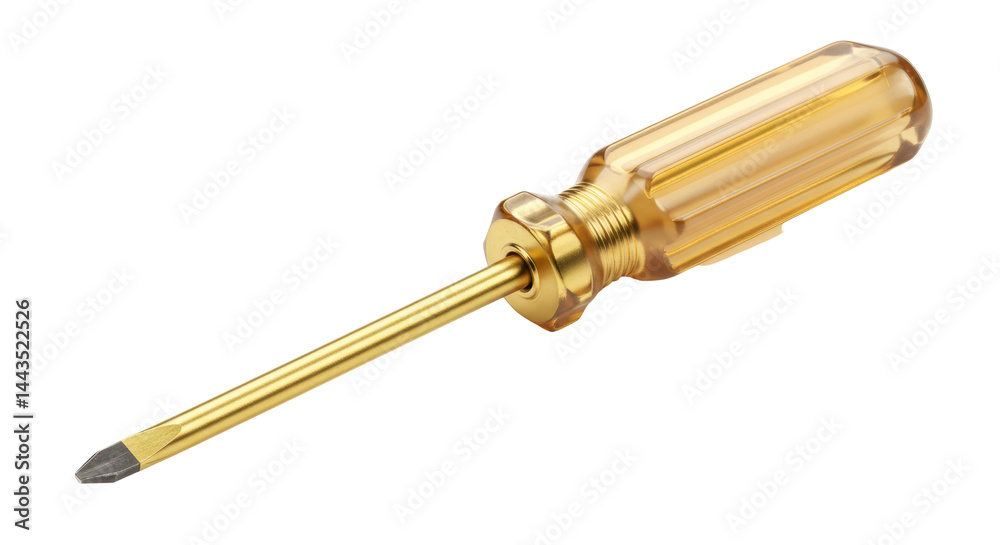 Fototapeta premium Isolated Golden Transparent Screwdriver with Yellow Handle