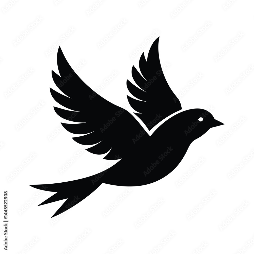 Obraz premium Simple Bird Soaring from Branch Illustration