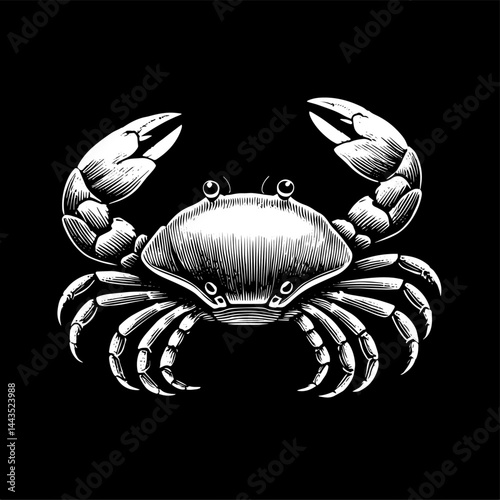 Crab vintage style illustration on black background