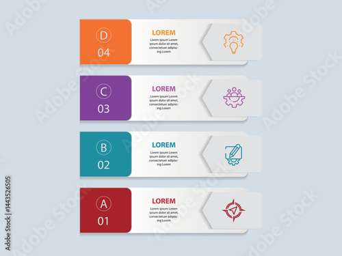 Vector infographic label design with arrow infographic template design and 4 options or steps. Can be used for process diagram, presentations, workflow layout, banner, flow chart, info graph.