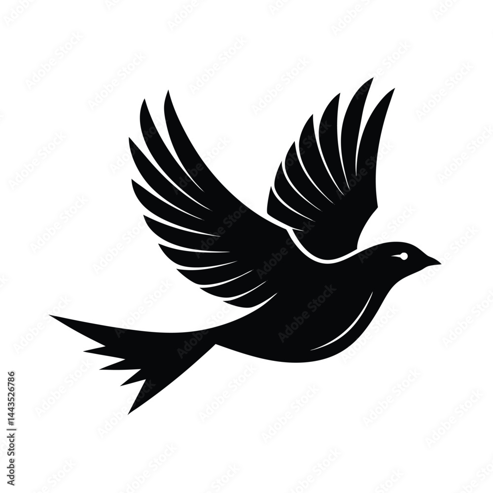 Fototapeta premium Elegant Flying Bird Branch Vector Illustration