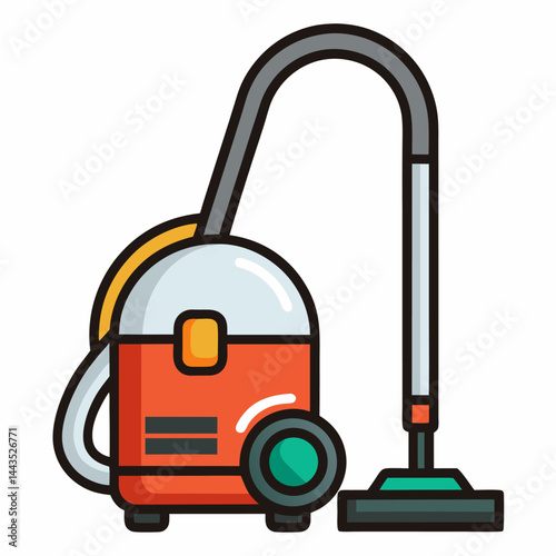 Minimal Vacuum Cleaner Icon – Flat Design on White Background