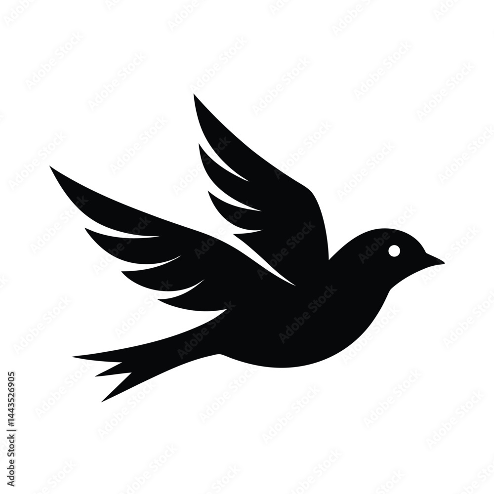 Obraz premium Light Bird and Branch Vector Silhouette