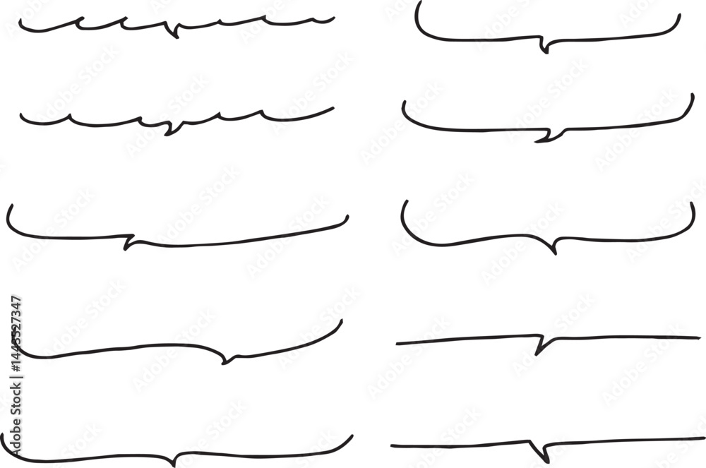 手描き ト 広告用 シンプルな線の手書きの吹き出しセット 手描き ト 広告用 シンプルな線の手書きの吹き出しセット