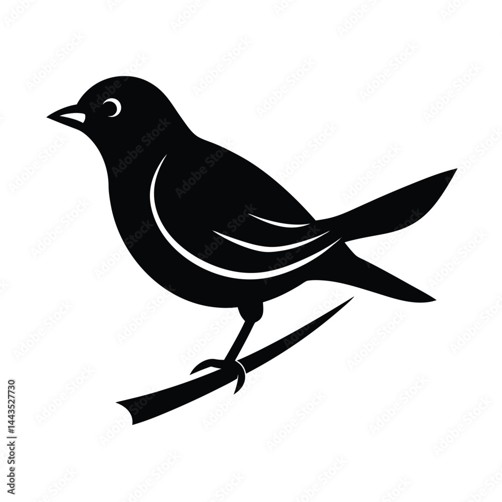 Obraz premium Bird Perched Silhouette Vector Design