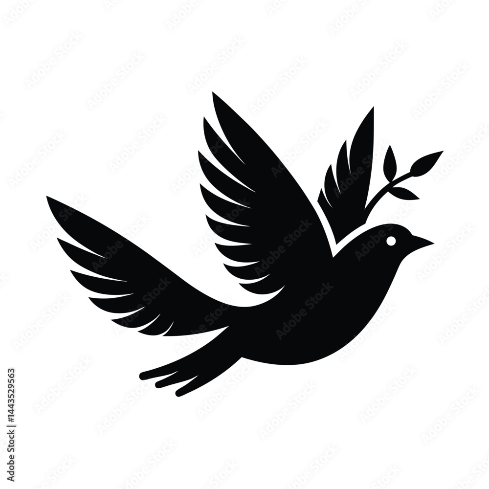 Fototapeta premium Flying Bird Soft Outline Vector