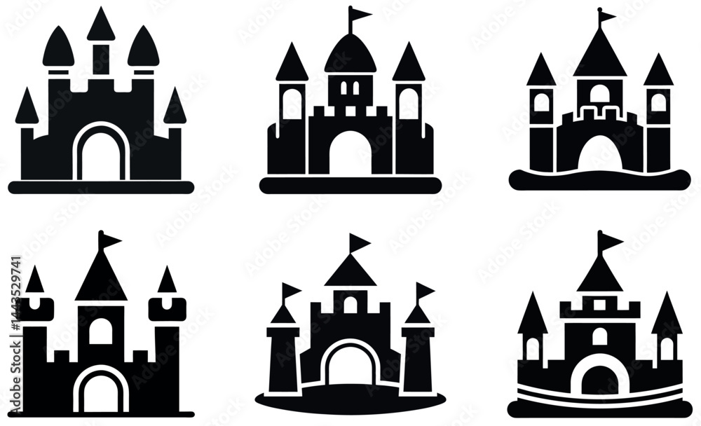 Fototapeta premium Playful Sandcastle Icons for Kids' Activities