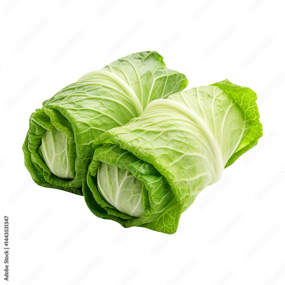 cabbage leaf roll isolated on transparent white background, clipping path