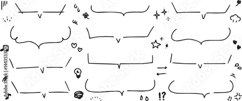 手描き ト 広告用  シンプルな線の手書きの吹き出しセット