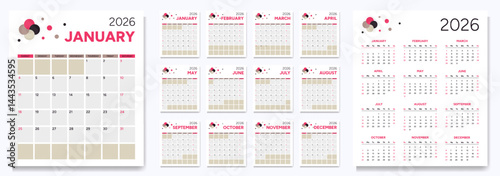 2026 Calendar with Notepad