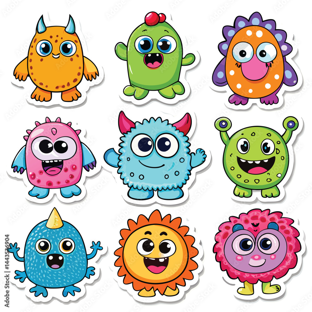 Obraz premium Cute monster stickers