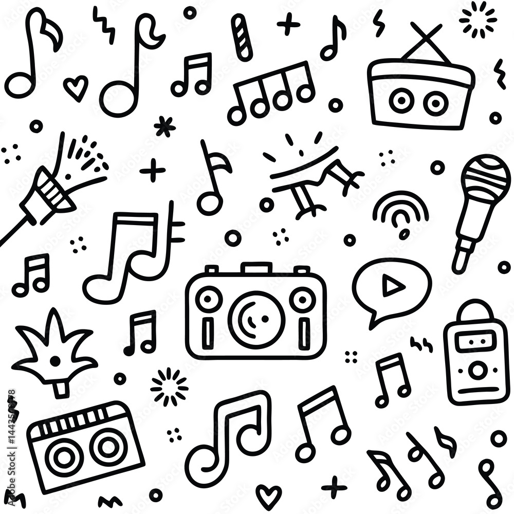 Fototapeta premium Doodle Music Pattern