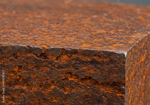 Obraz na płótnie Close up studio shot of corrosion on metal surface for industrial design background use or abstract texture concept in material science imagery w salonie