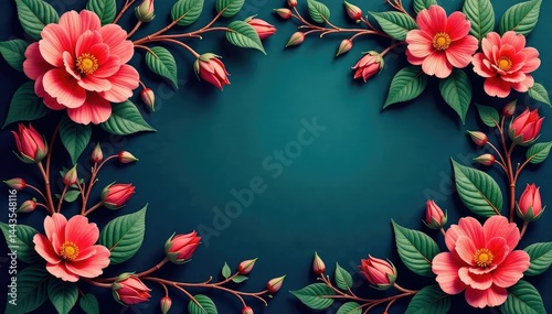 Intricate woven blooms, vines, and leaves in rich jewel tones , woven, tapestry