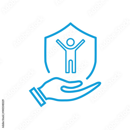 Heart in Hand with Shield Icon – Child Safety, Health Protection & Charity Vector Symbol | Flat Design for Apps, Healthcare & Nonprofit Use