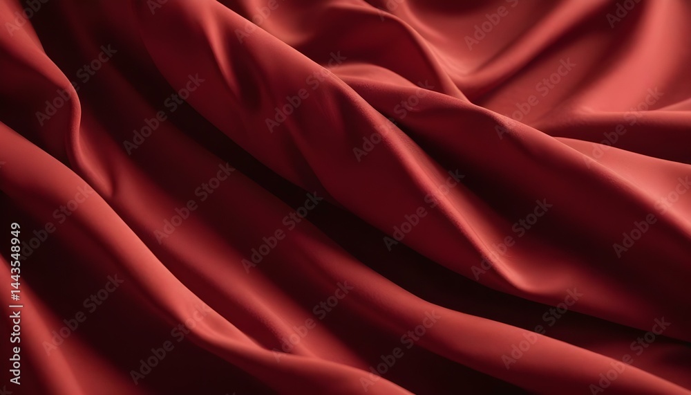 Obraz premium A luxurious red fabric flows beautifully, displaying soft folds and a rich, smooth texture.