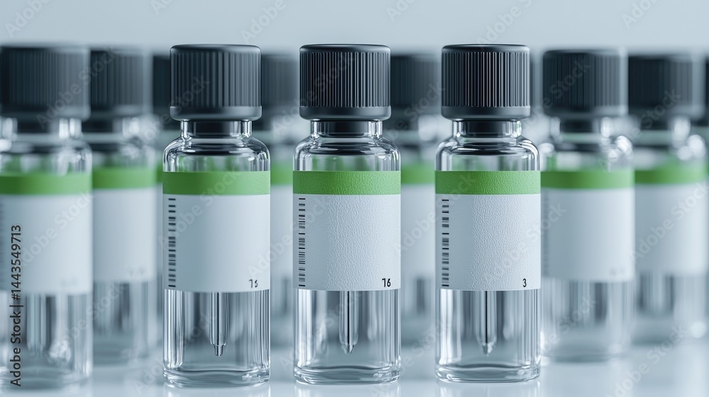 Laboratory vials lined up, scientific research Laboratory vials lined up, scientific research