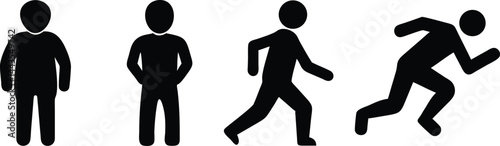 Silhouette of Human Progression from Standing to Running