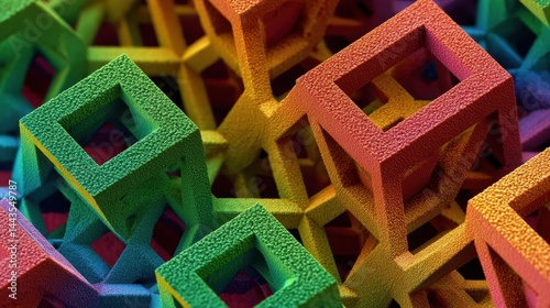 Exploration of a colorful microscopic close-up revealing intricate metama structures