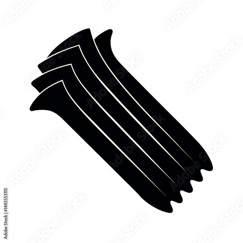 Pasta Penne Black Vector Silhouette