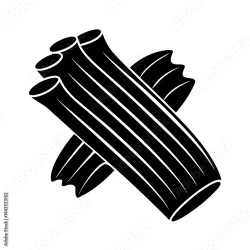Black Silhouette of Pasta Penne Vector