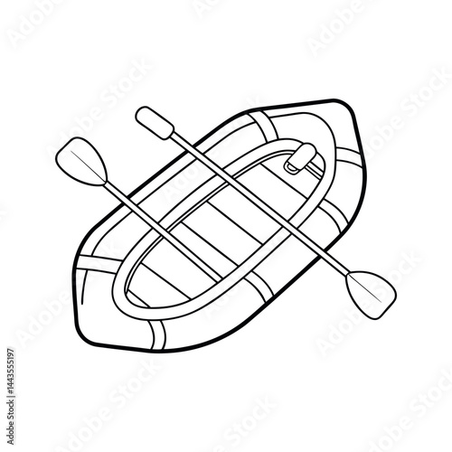 Whitewater Raft Minimal Line Art Vector